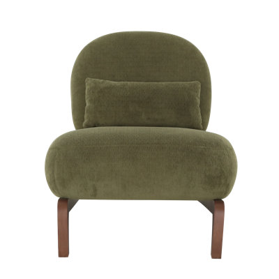 Mignon fauteuil d'appoint avec pieds en bois massif, fauteuil de salon en velours avec coussin moelleux, fauteuil de chambre confortable, fauteuil de lecture confortable pour appartement, salle d'attente, balcon (vert)