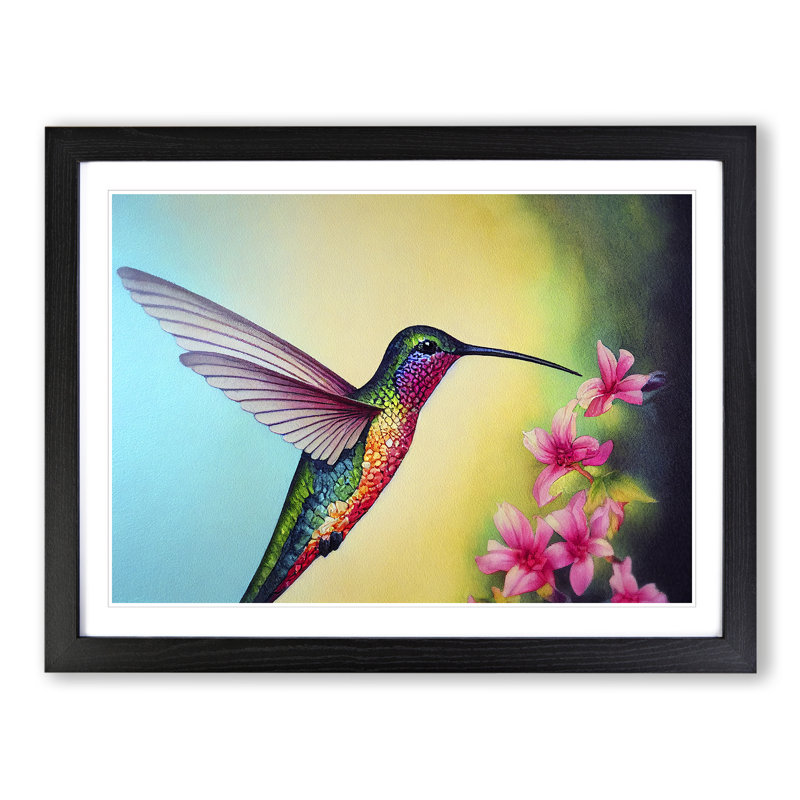 Hummingbird Vol.5 - Single Picture Frame Print, Black, 46cm H x 64cm W x 2cm D