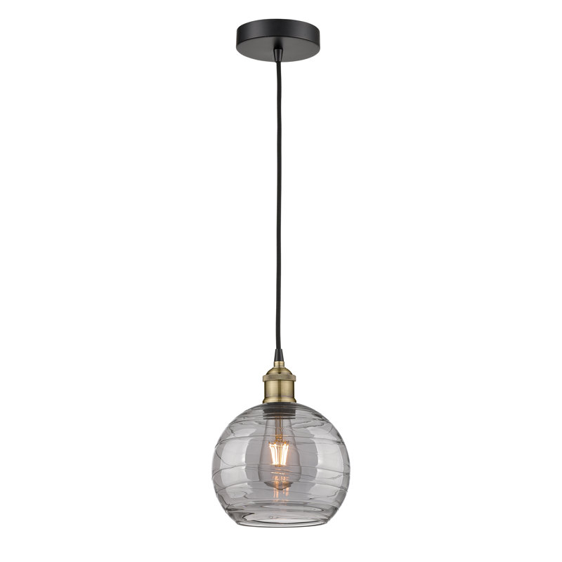 1 - Light Single Globle Pendant, 10.75" H x 8" W x 8" D, Black Antique Brass, Light Smoke