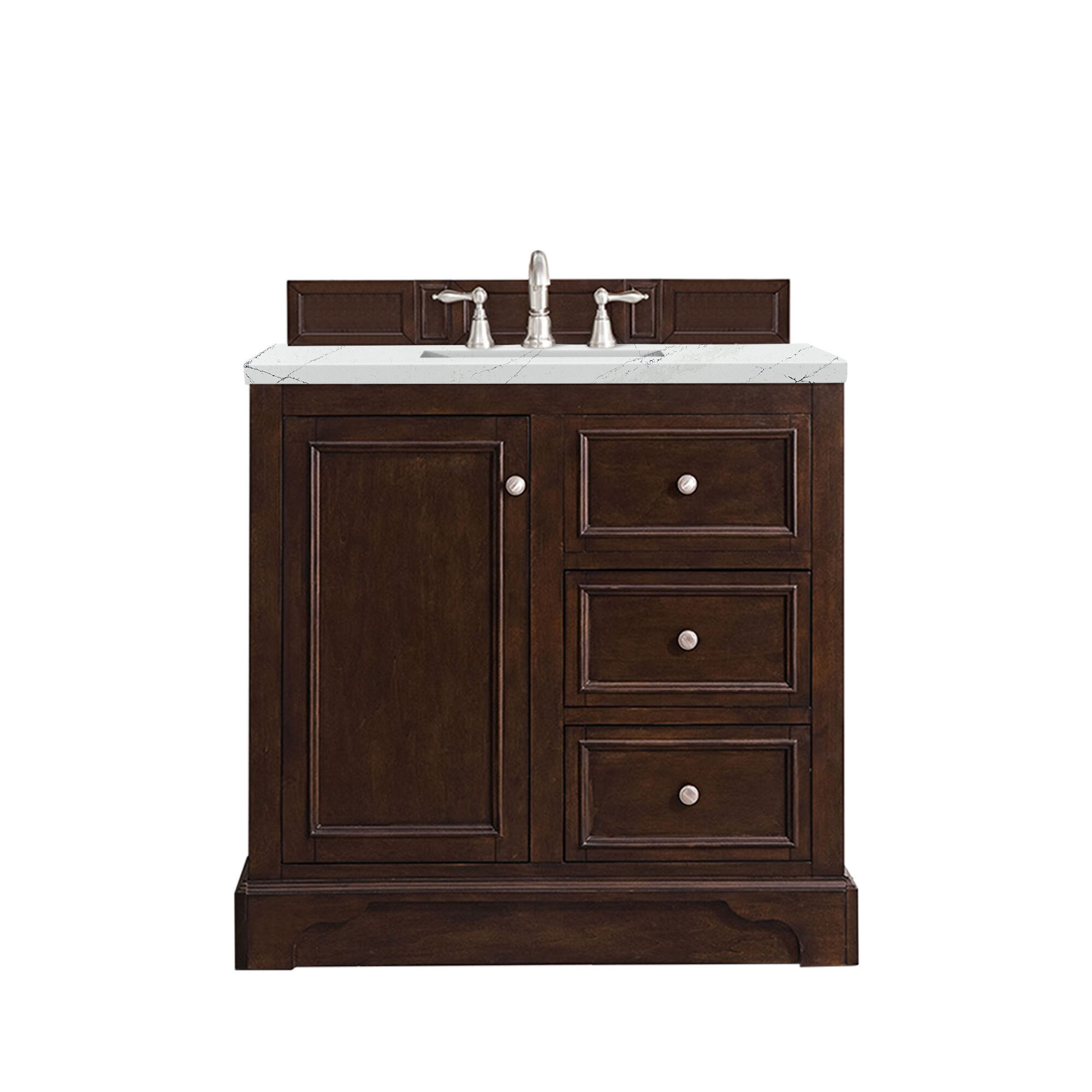 94 de Soto Double Bathroom Vanity with Makeup Counter, Bright White