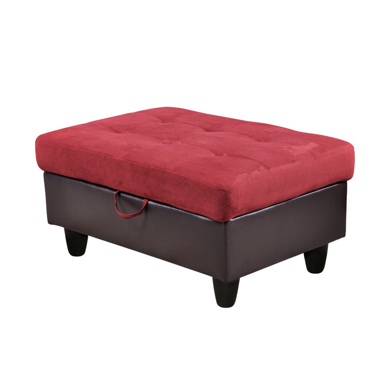 34 po Repose-pieds rectangulaire en flanelle de polyester avec rangement, Rouge / Brun
