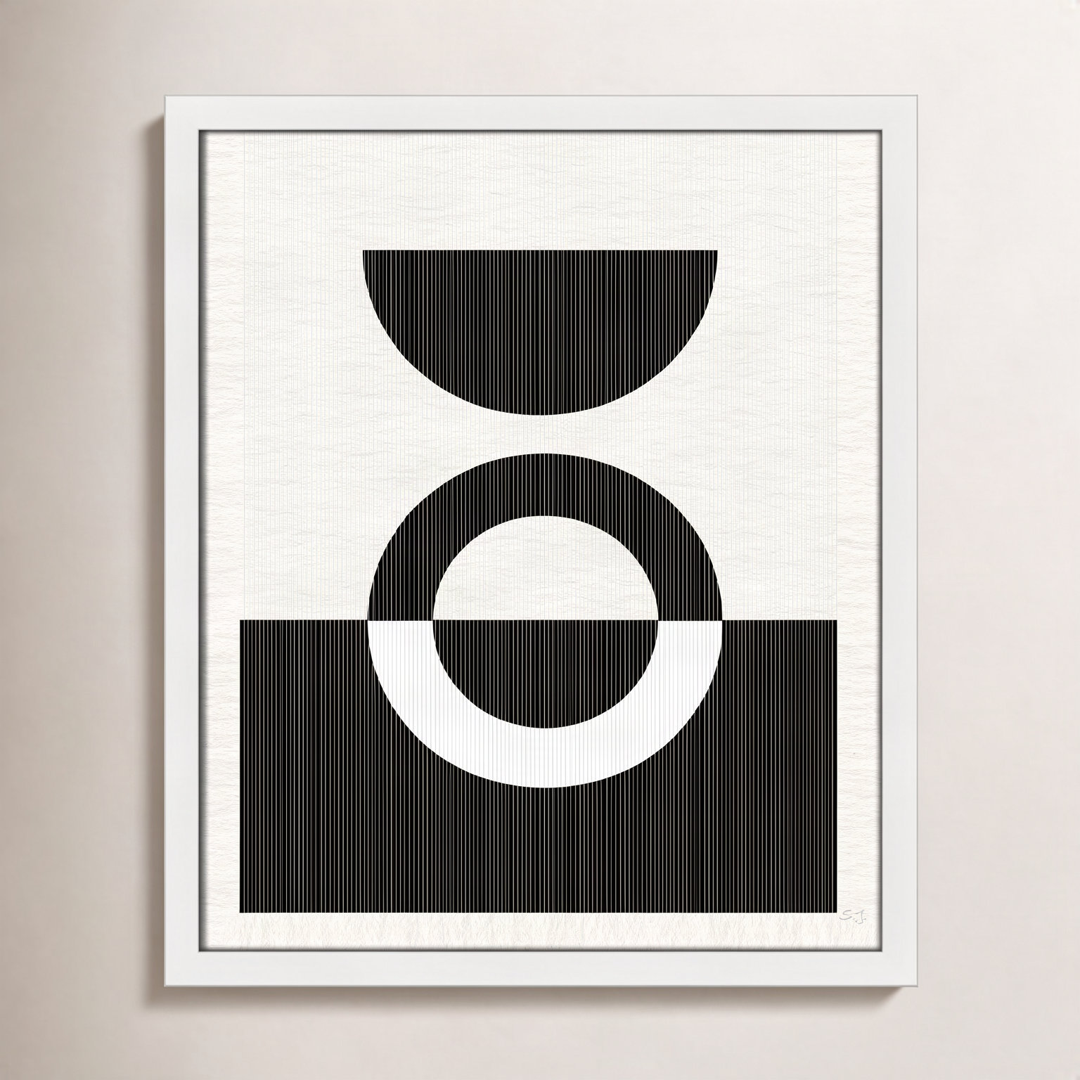 Eclipse III, 19" H x 16" W x 0.75" D, Satin White Framed