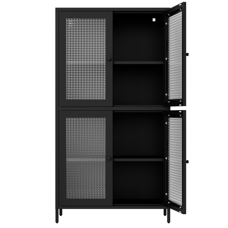 Classeur en métal à 4 tablettes avec matériel pour bureau - Bibliothèque autoportante noire