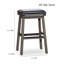 Tabouret de comptoir 24 po, finition blanc antique, siège en cuir noir-1448202402