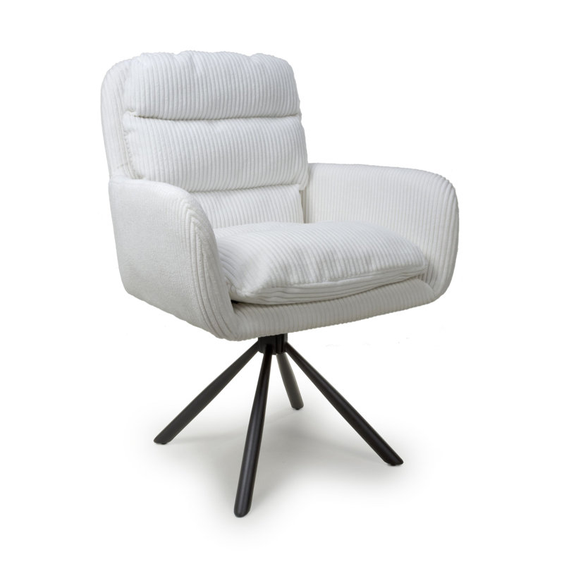 McVille 48cm H Corduroy Upholstered Side Chair, White