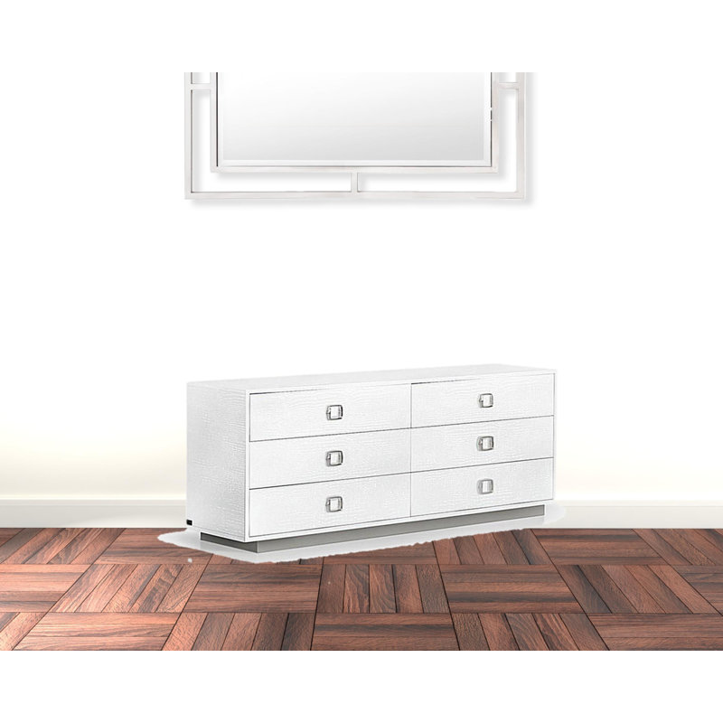 Commode double 6 tiroirs l 63 po, Blanc
