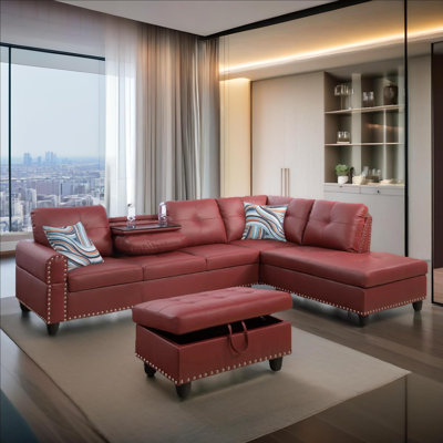 Ensemble de canapé de salon modulaire en simili cuir synthétique 3 pièces Opal