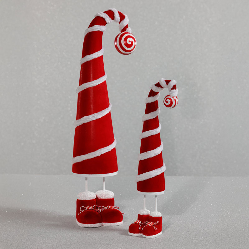 Figurine de Noël fantaisiste avec chapeau de canne en bonbon, H 19 po x l 4 po x P 4 po
