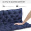 Coussin de banc d'extérieur capitonné 3 places avec dossier - bleu foncé