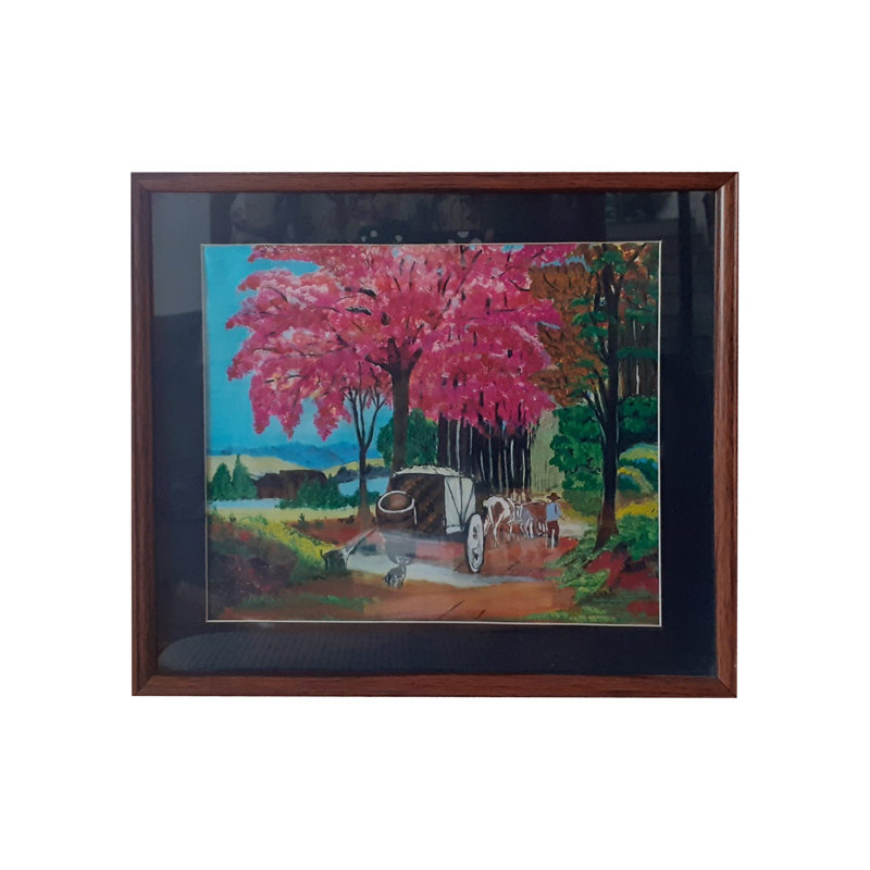 Chariot à cheval dans la forêt | Acrylique sur toile | Par Jyoti Rathore | Avec cadre