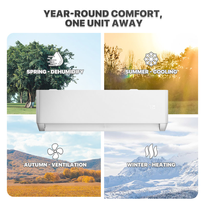 White 18000 BTU Smart Control Split Air Conditioner with Heat Pump