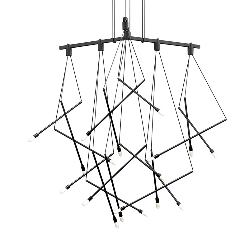 Lustre géométrique linéaire à 6 lumières Suspender®