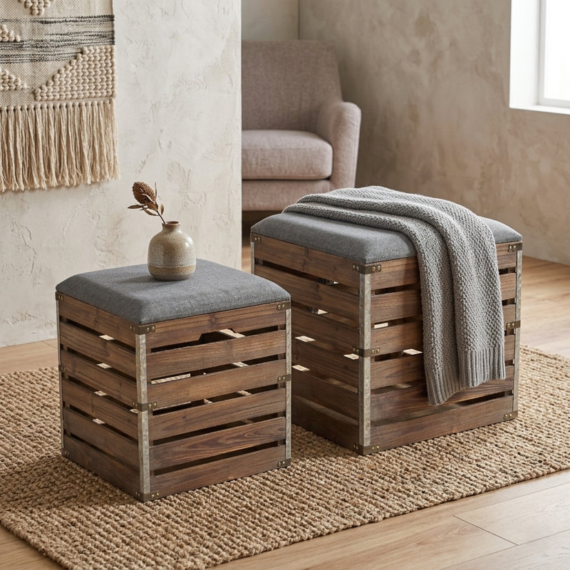 Kiger Linen Upholstered Storage Bench