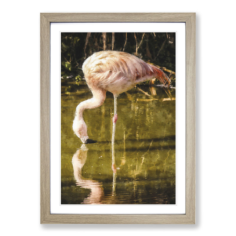 Pink Flamingo Vol.2 - Framed Print, 36cm H x 27cm W x 2cm D, Oak Framed
