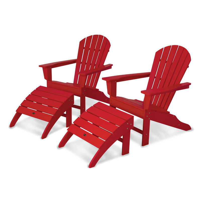POLYWOOD South Beach 4-Piece Adirondack Set, Sunset Red
