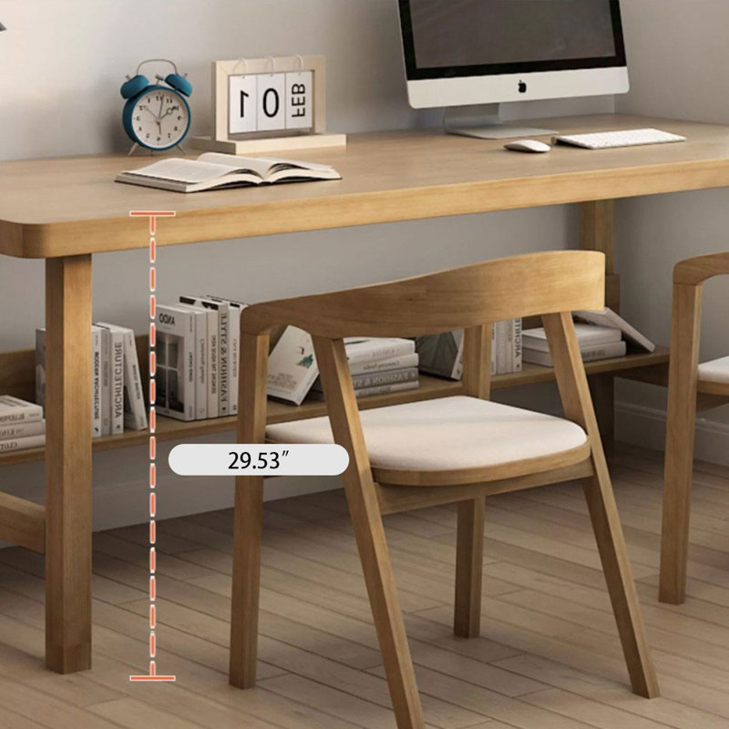 Burlywood Rectangular Solid Wood desks, 29.53" H x 94.49" W x 23.62" D