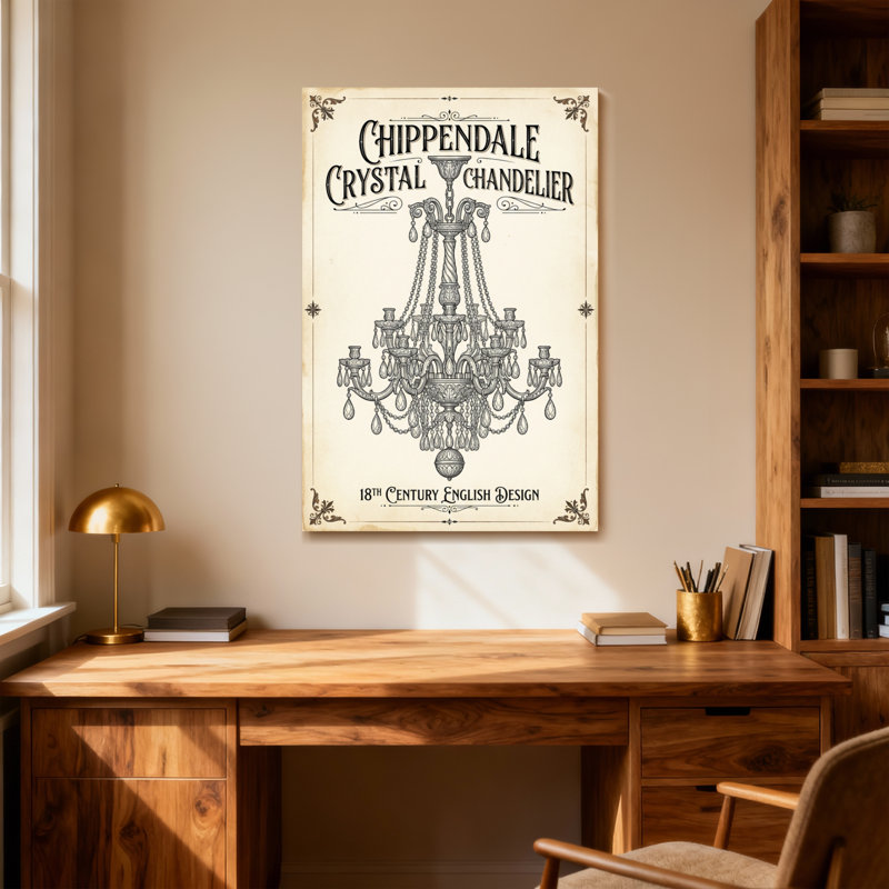 Impression de lustre en cristal Fashion Chippendale, H 12 po x l 18 po