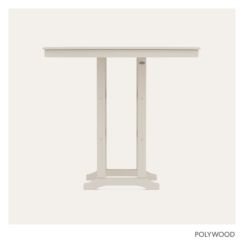 POLYWOOD Round Farmhouse Bar Table, Sand, 48"