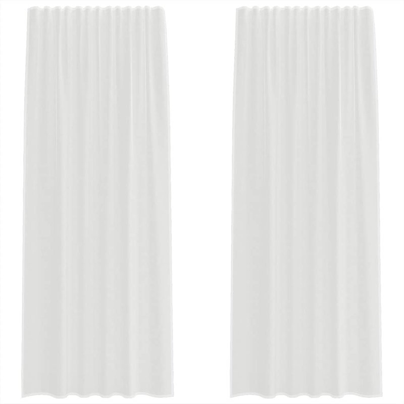 Voile Curtains With Tab Top 2 Pcs, 140cm Width x 245cm Drop, White