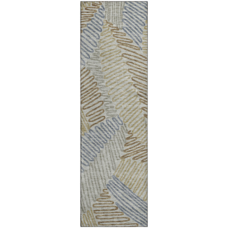 Premium Machine Washable Prisco Taupe Rug, Runner 2'3" x 7'6"