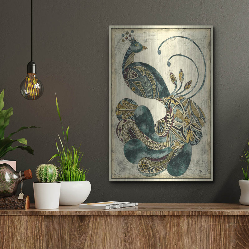  «Royal Peacock 1» par Chariklia Zarris, art mural en métal, 12 po x 16 po, H 16 po x l 12 po
