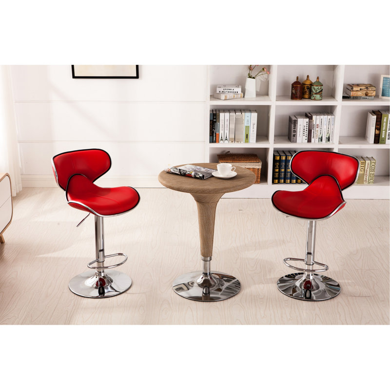 Rouge avec fonction pivotante à 360 degrés, base de 2 et similicuir, base réglable en hauteur, pivotante, siège, modernisation contemporaine