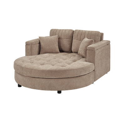 Chaise longue d'intérieur de 139 cm, canapé-lit en chenille avec coussins décoratifs, fauteuil convertible pour salon ou chambre.