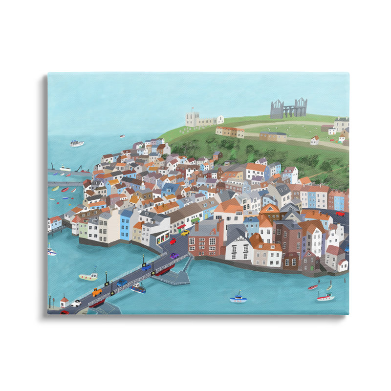 «Beautiful Seaside City Buildings» par Carla Daly - impression, Toile tendue, H 16 po x l 20 po x P 1,5 po