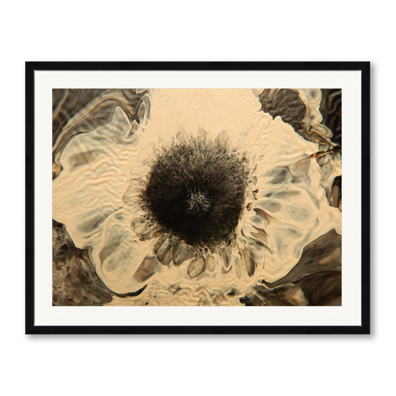 Fleur par Will Birdwell - Peinture, H 25,25 po x l 31,25 po, Papier avec cadre noir