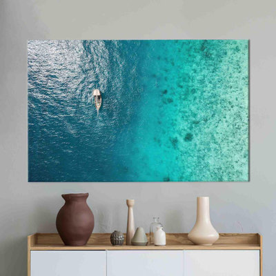 Sea View Framed Wall Art: Landscape Canvas Print Perfect for Living Room or Kitchen Decor