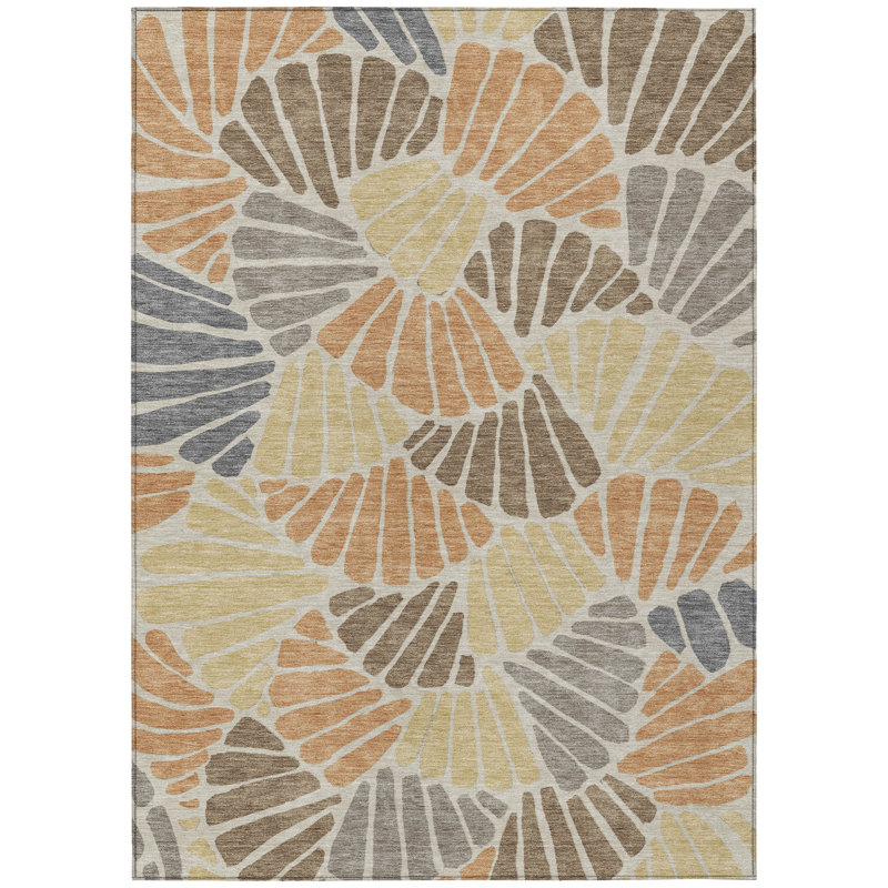 Machine Washable Indoor/Outdoor Chantille ACN2384 Floral Rug, Rectangle 5' x 7'6"