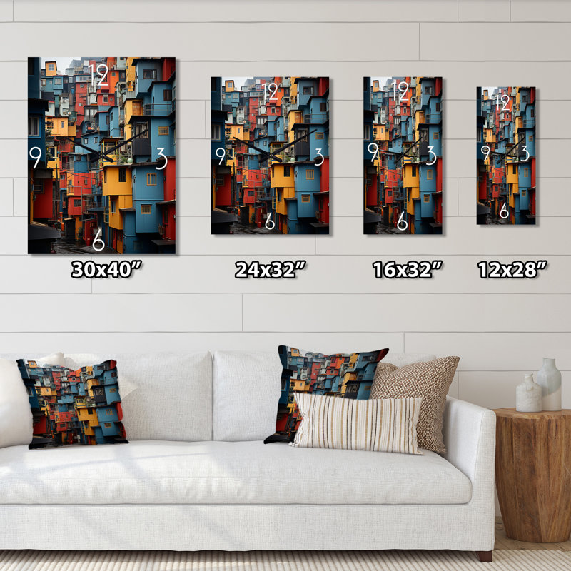 Cityscape Dynamic Cubic II - Très grandes horloges murales Cityscapes, H 40 po x l 30 po x P 1 po