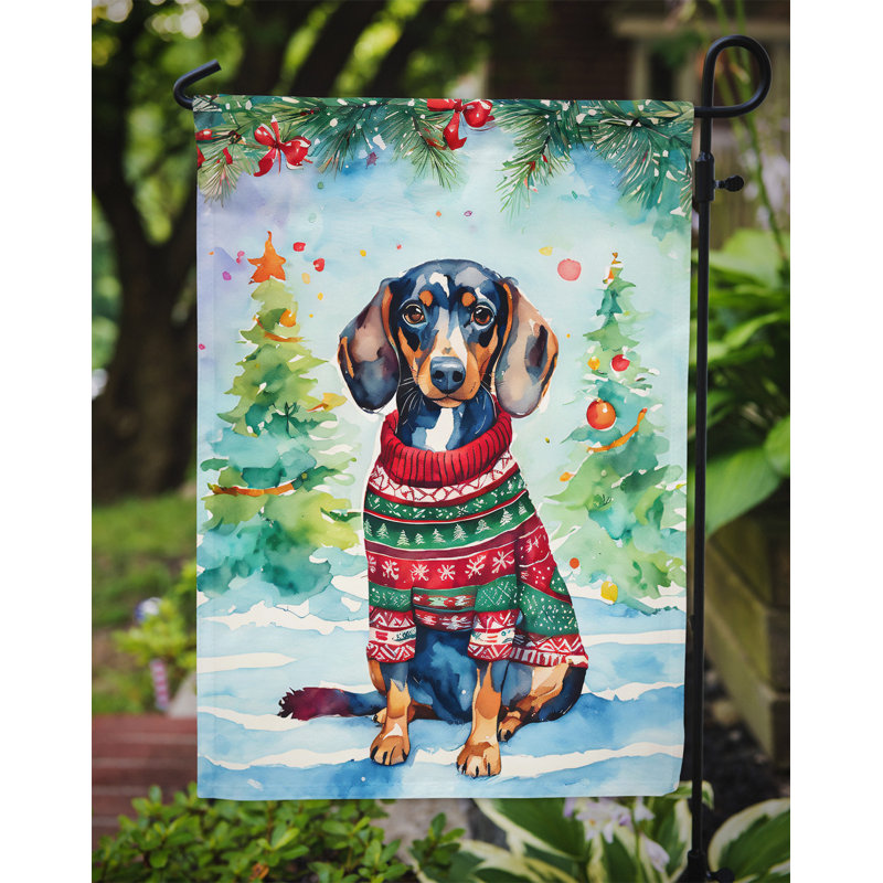 Drapeau de Noël teckel, H 15,5 po x l 11,25 po