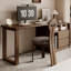Bureau rectangulaire en bois massif brun noisette avec 2 tiroirs-677691221
