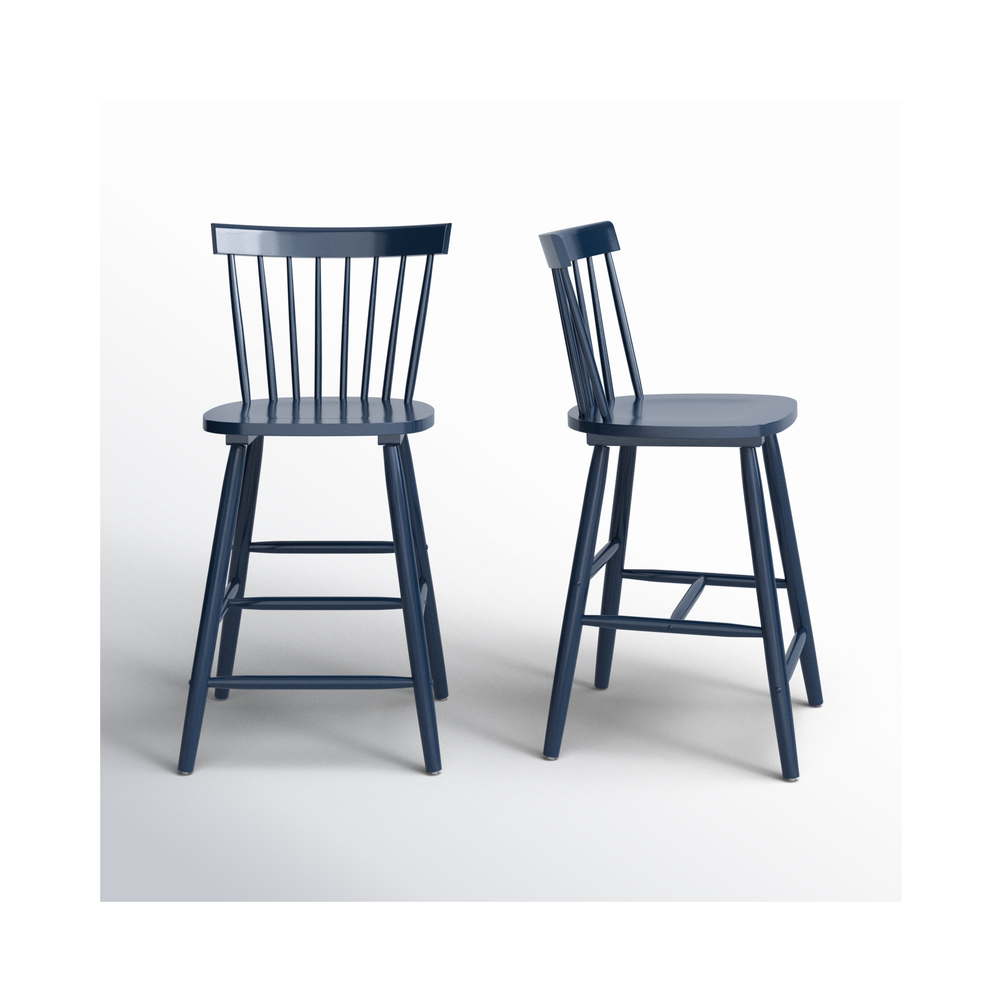 Stacee Solid Wood Bar & Counter Stool, Counter Stool (24" Seat Height), Navy