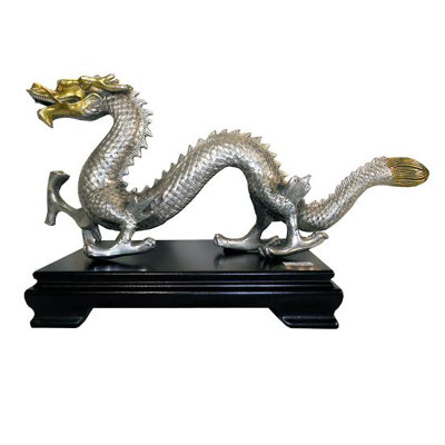 Silver and Gold Asian Bronze Dragon