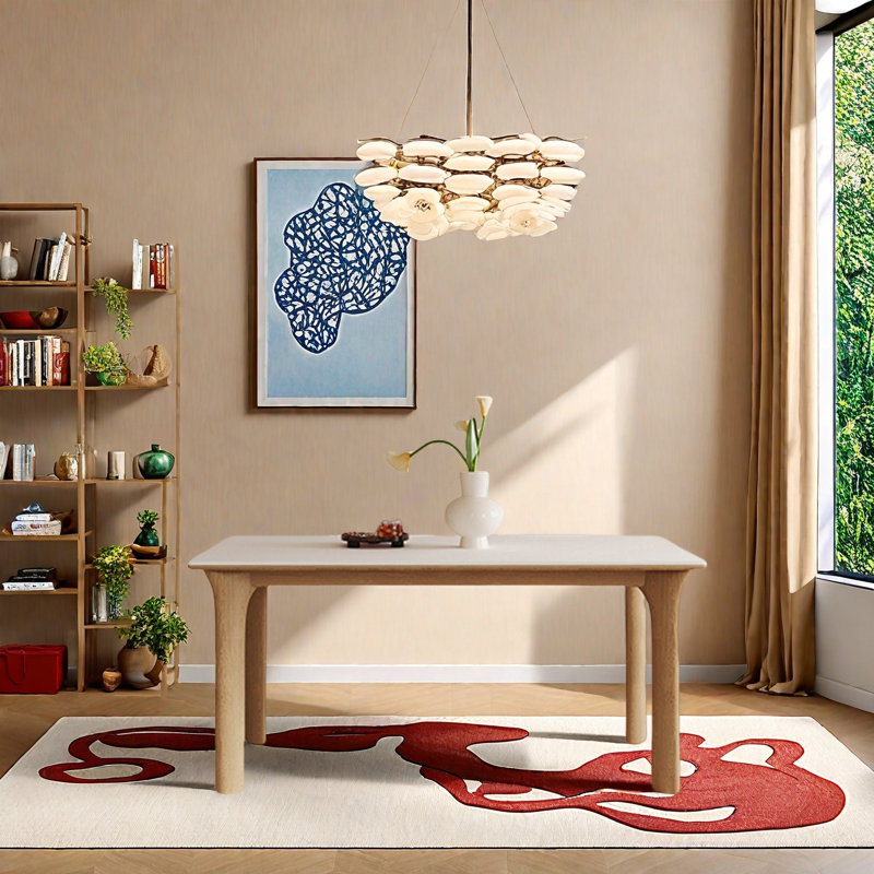 Table de salle à manger moderne en bois massif, peu encombrante, H 29,52 po x L 70,86 po x l 31,49 po