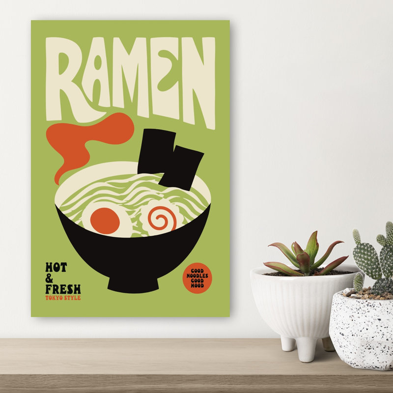Tokyo Style Ramen Minimalist Retro Wall Art Print 1 Piece Wrapped Canvas Wall Art, 45.72cm H x 30.48cm W