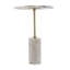 Table de bout Gony, plateau fleuri de 16 po, incrustation de laiton, marbre blanc