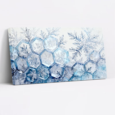 Motif de flocon de neige à motif hexagonal sur toile tendue, ensemble de 1 peinture à l'huile