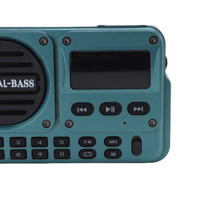 Emergency Radio Bluetooth Speaker 5.4 USB Portable FM for Indoor Outdoor Travel Camping Greenish Blue