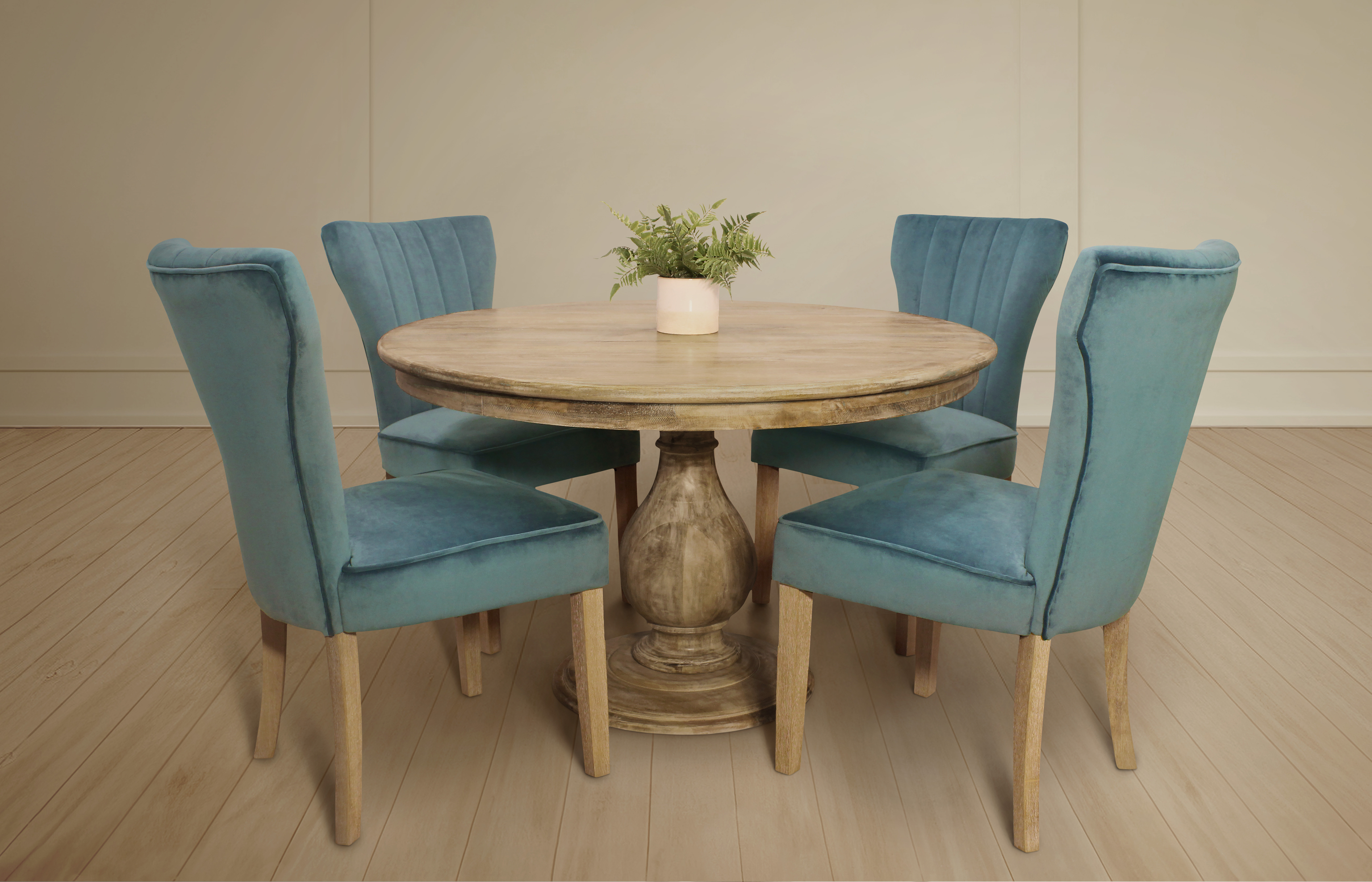 Canora Grey Jenna 48" Dining Set In Solid Wood With 4 Chloe Chairs In ...