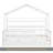 Wooden Twin Size House Bed With Trundle,Kids Bed With Shelf, White-1267284395