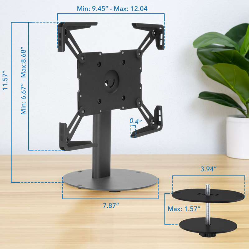 Mount-it Universal Tablet Countertop Stand With Tilt, Black