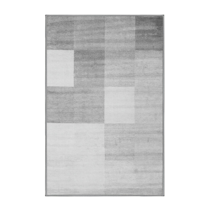 Tapis gris / blanc en chenille tissé à la machine Fielden, Rectangle 7 pi x 9 pi