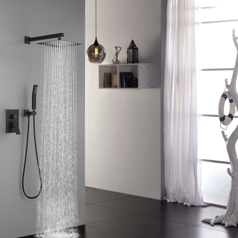 10 Inch Shower Head Bathroom Luxury Mixer - Wall Mounted, Self-Cleaning Nozzle, Conforms To American Standard Pipe Linkage Rainfall Coincides With Coupling