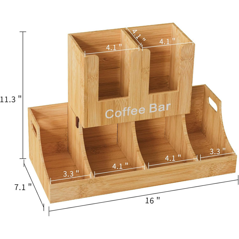 Coffee Station Organizer, Bamboo Coffee Bar Organizer