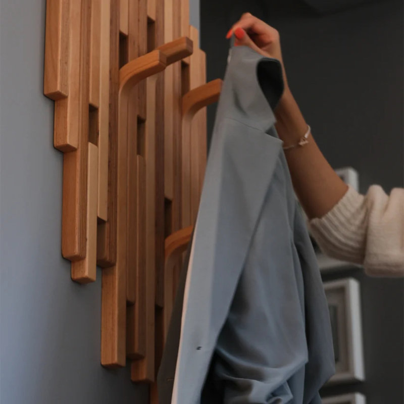 Tetris 6 - Hook Wall Mounted Coat Rack, Natural