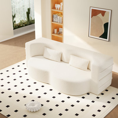 Canapé-lit moderne de 78,7 po avec 2 coussins pour le salon à petit pas, canapé-lit convertible en tissu rembourré de mousse, matelas pliant, aucun assemblage requis