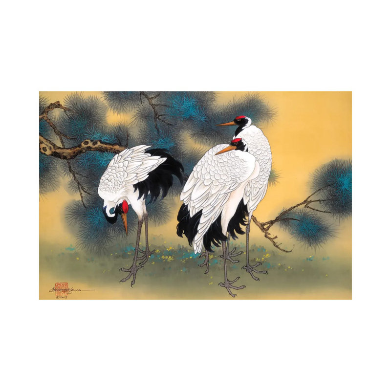 Morning Cranes - Painting on Canvas, Wrapped Canvas, 66.04 cm H x 45.72 cm W x 1.91 cm D